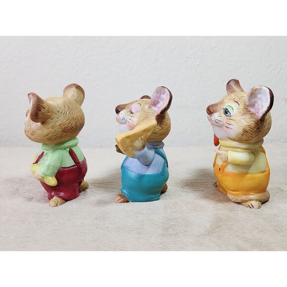 Homco Harvest Mice in Overalls Corn Carrot Cheese Figurines Ceramic 3 1/2" Vtg - Picture 6 of 15